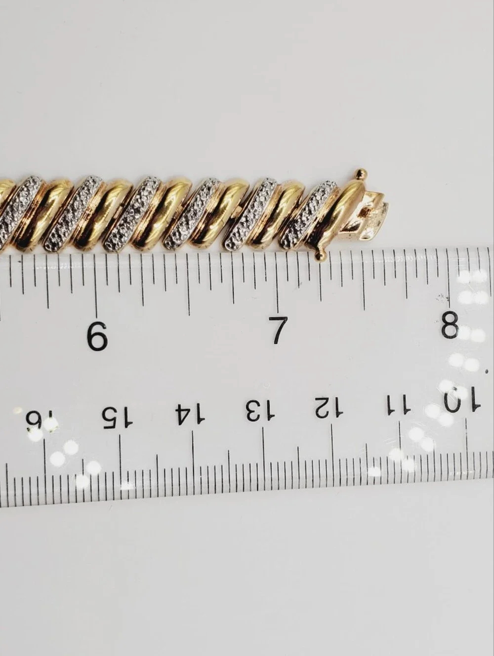 Genuine Diamond Yellow Gold and 925 Silver Twisted Pave Bracelet